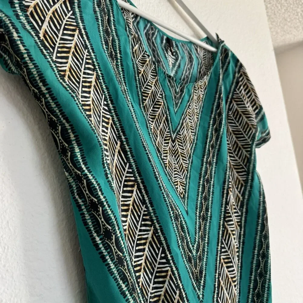 ViX Paula Hermanny 100% Silk Blue Turquoise Coverup Boho Euro Vacation Swim Sz S